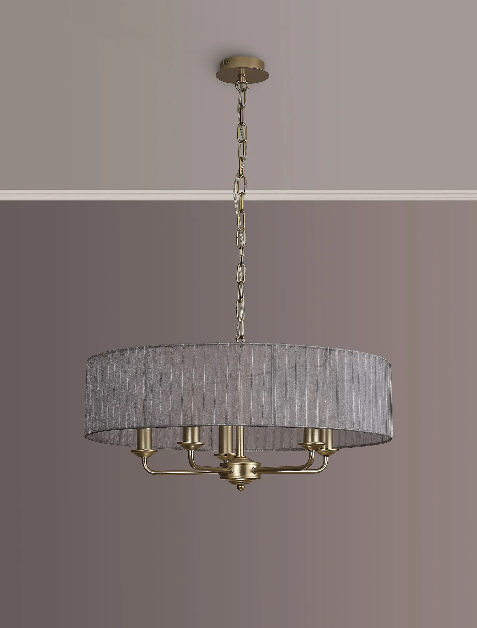 Banyan 45cm 3 Light Pendant Champagne Gold; Grey DK0966  Deco Banyan CG GR